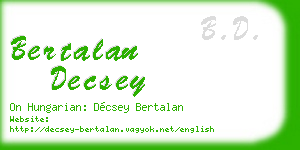bertalan decsey business card