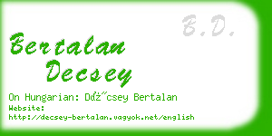 bertalan decsey business card